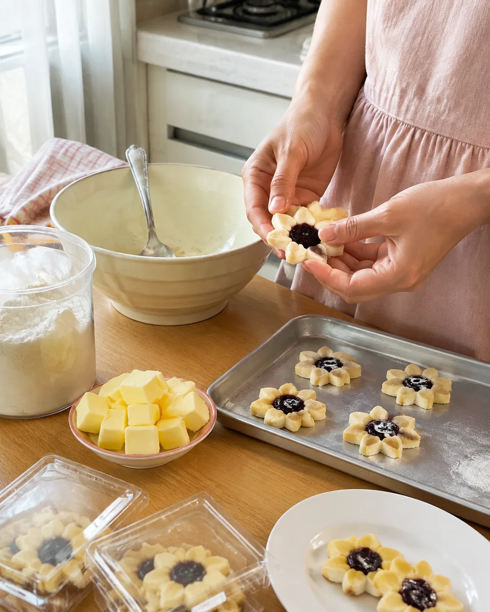 Primeira produção pequena de biscoitos em uma cozinha doméstica